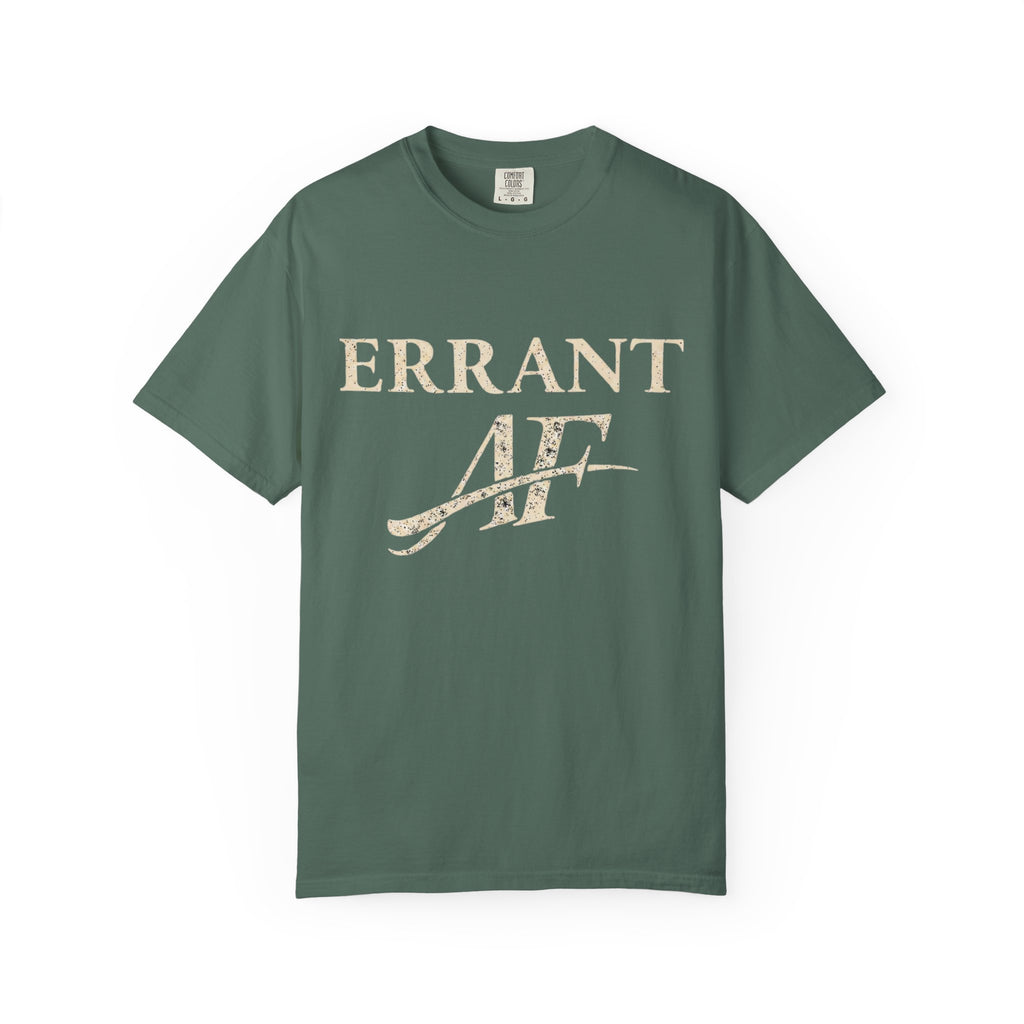 Errant AF T-Shirt in Blue Spruce — vintage garment-dyed graphic tee, front view