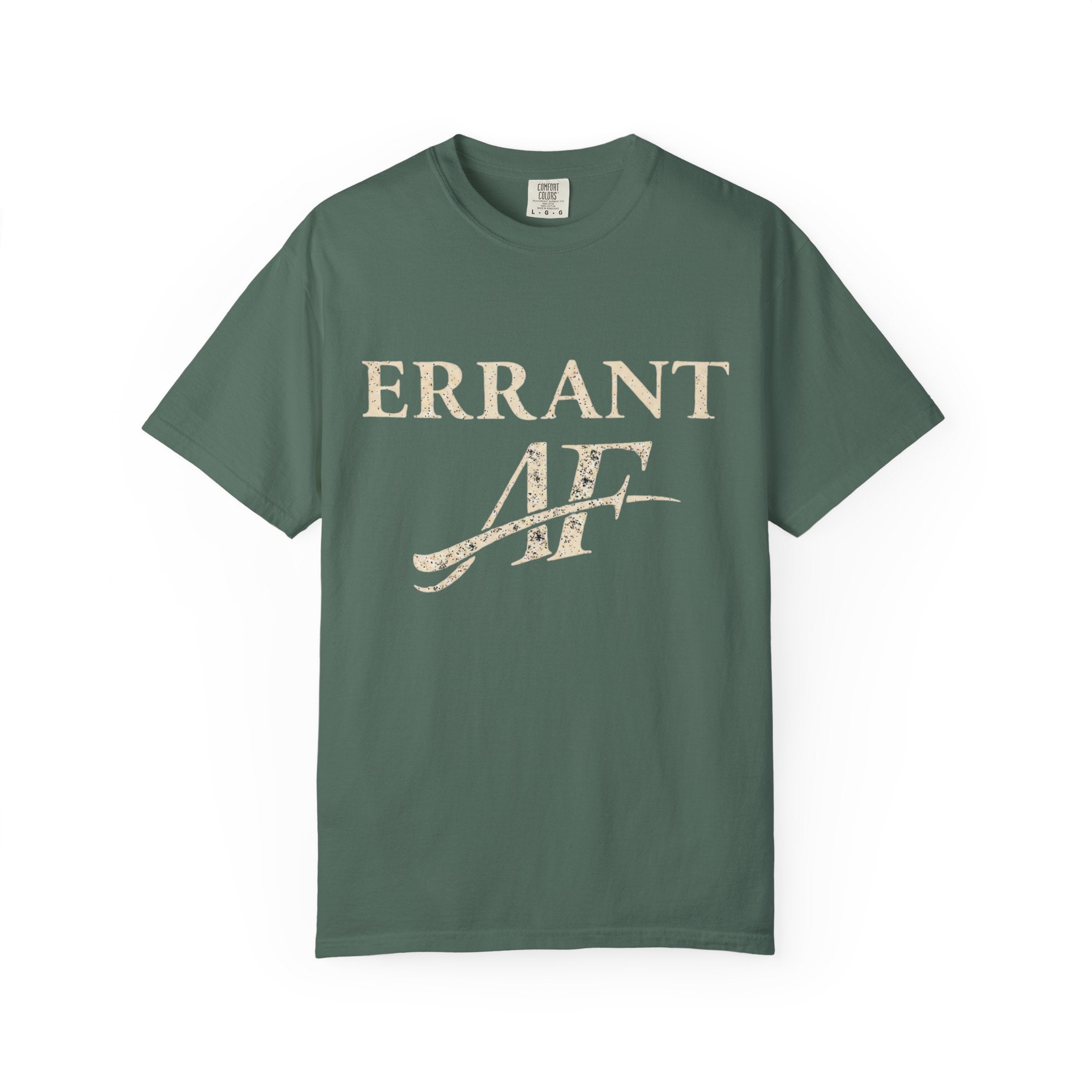 Errant AF T-Shirt in Blue Spruce — vintage garment-dyed graphic tee, front view