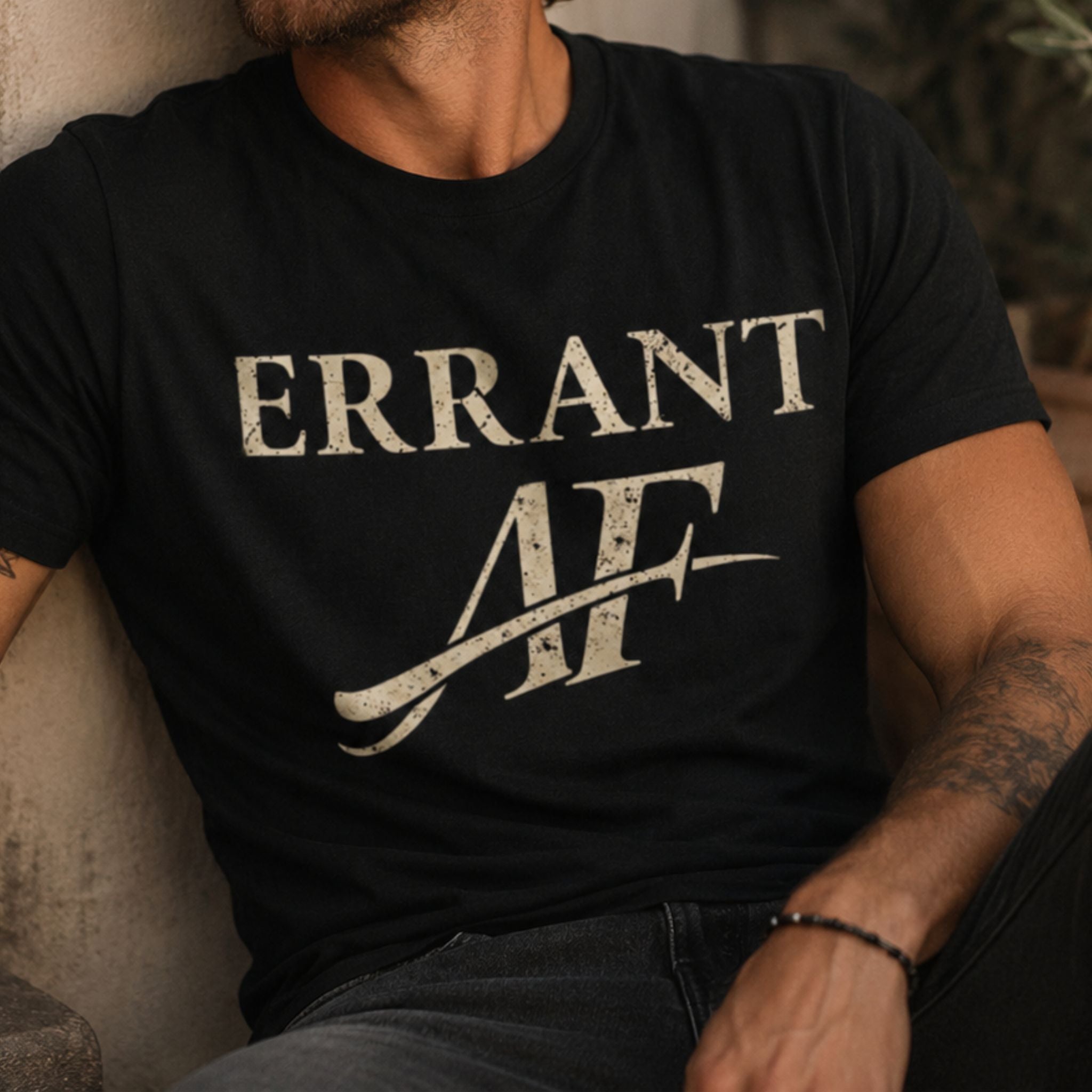 Errant AF T-Shirt — styled lifestyle shot, vintage graphic tee by Errant Apparent Press