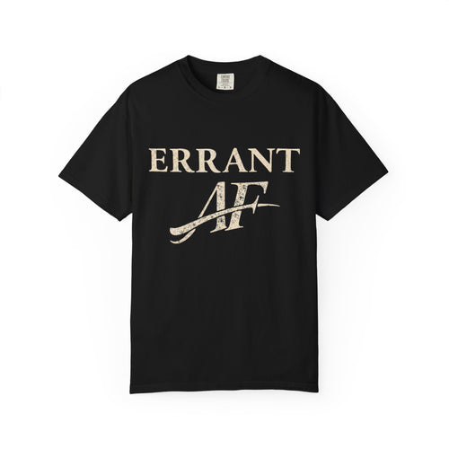 Errant AF T-Shirt in Black — vintage garment-dyed graphic tee, front view