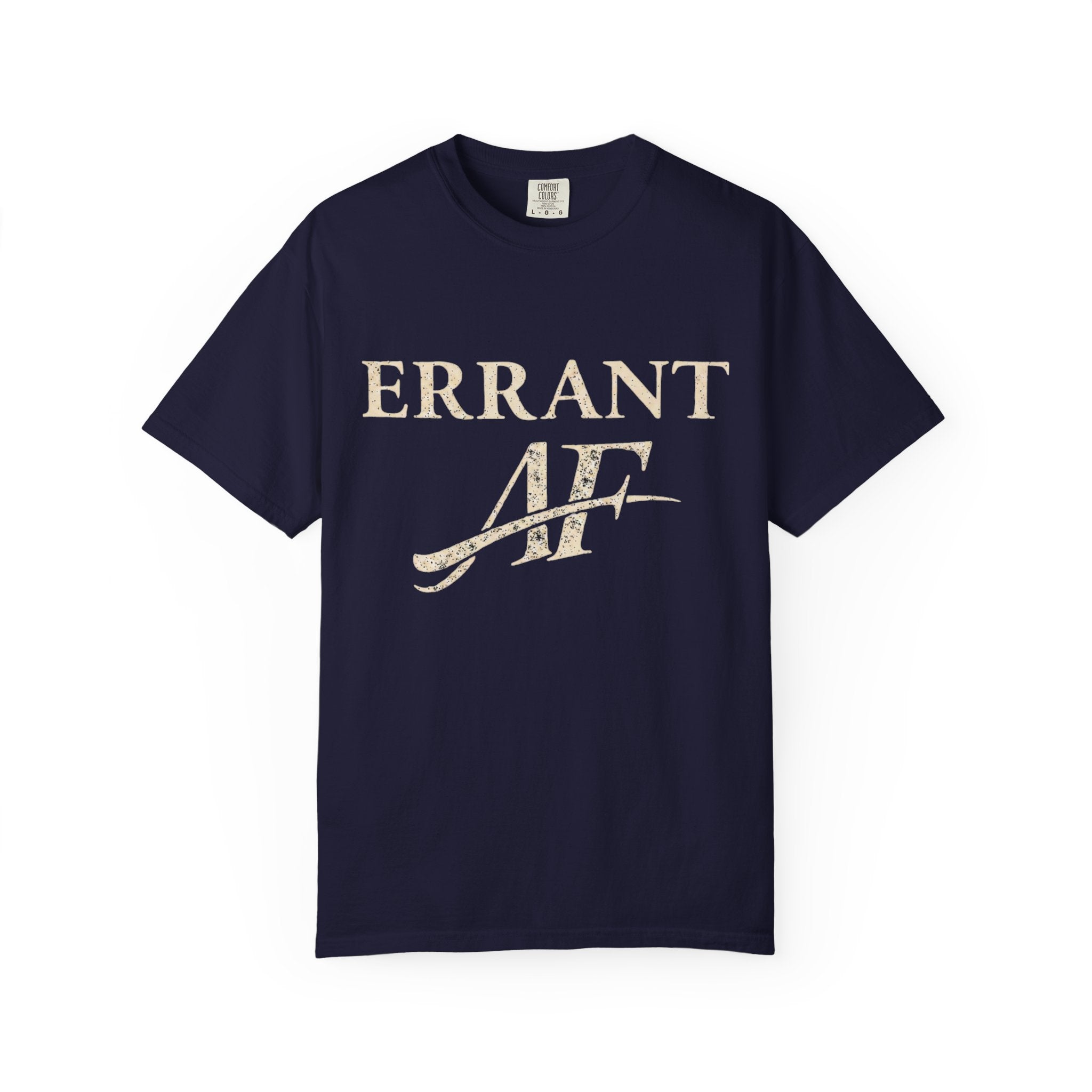 Errant AF T-Shirt in True Navy — vintage garment-dyed graphic tee, front view