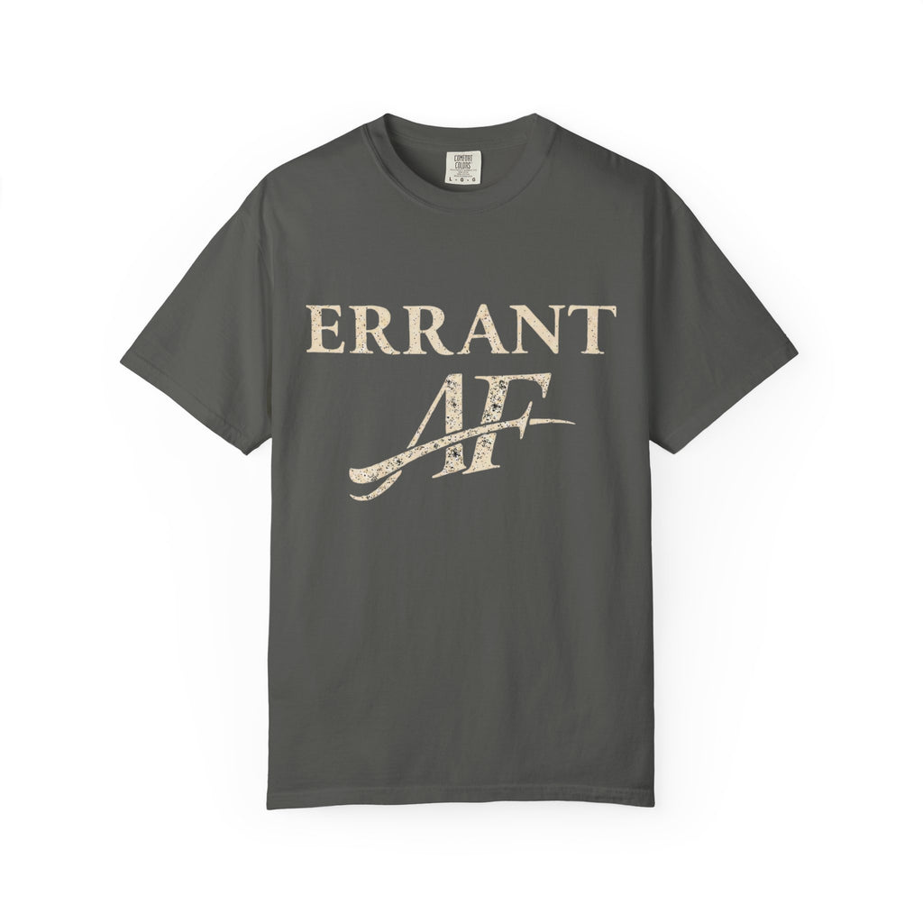 Errant AF T-Shirt in Pepper — vintage garment-dyed graphic tee, front view