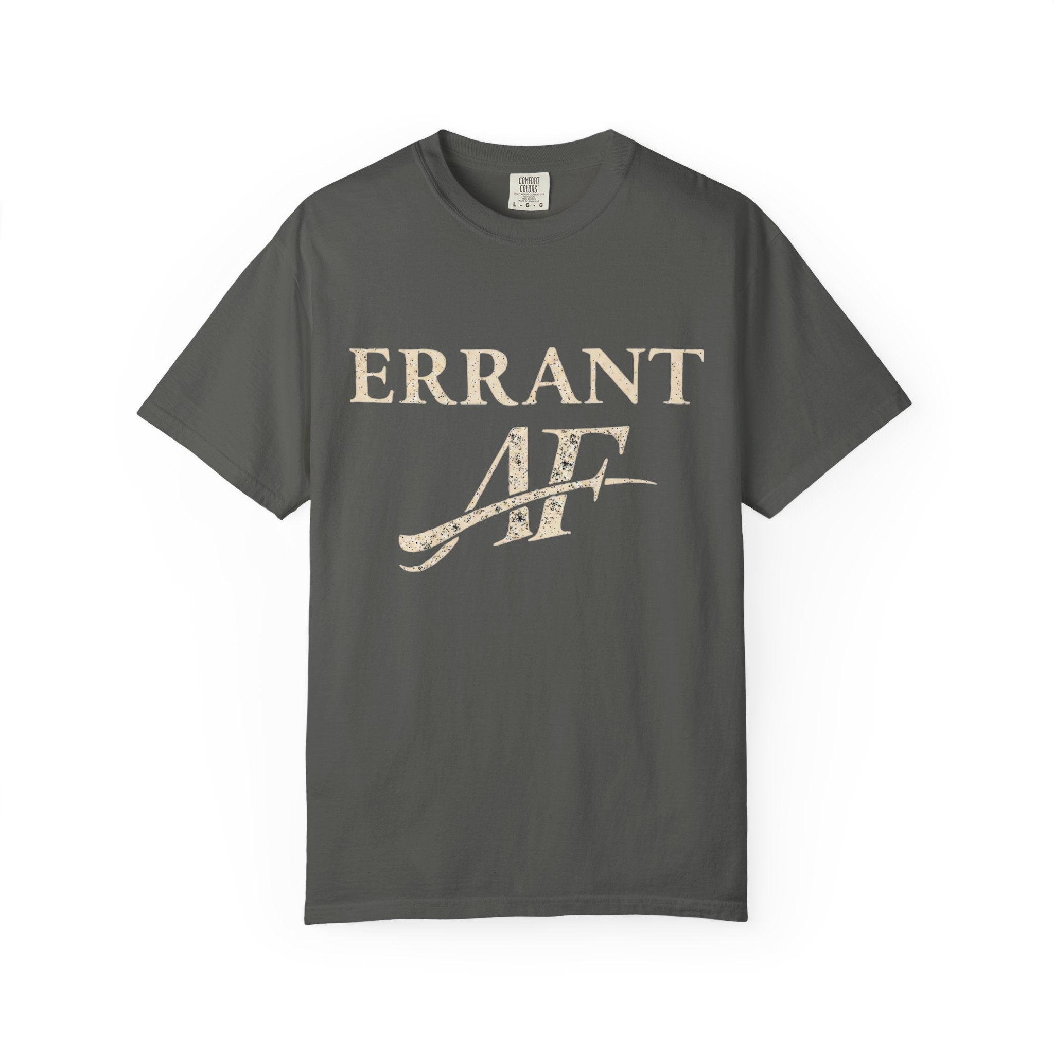 Errant AF T-Shirt in Pepper — vintage garment-dyed graphic tee, front view